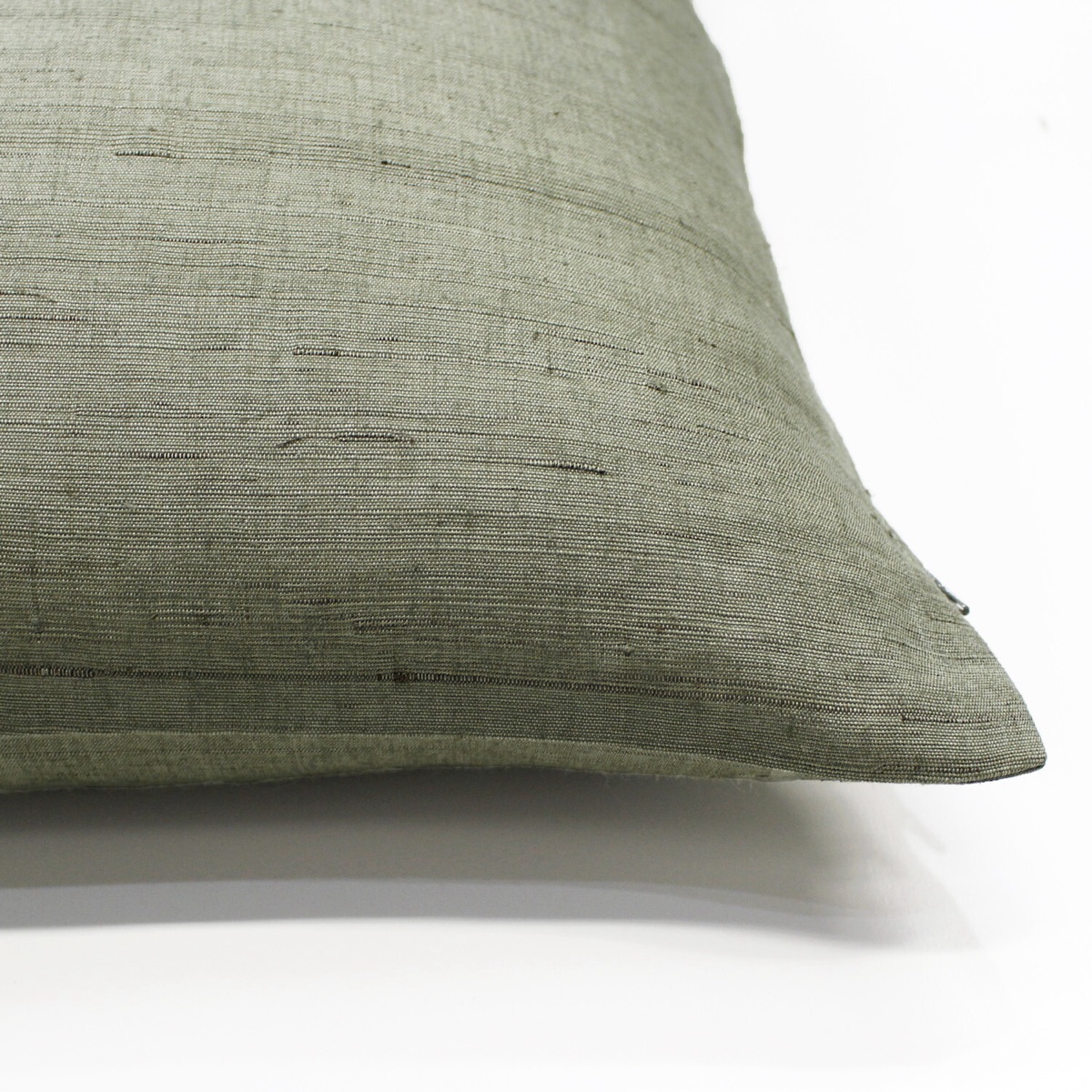 Japanese Linen Zabuton Floor Cushion Cover, Plain Grey-Green, 21.7 x 23.2 in, Iono Weave, Made in Japan — view 4