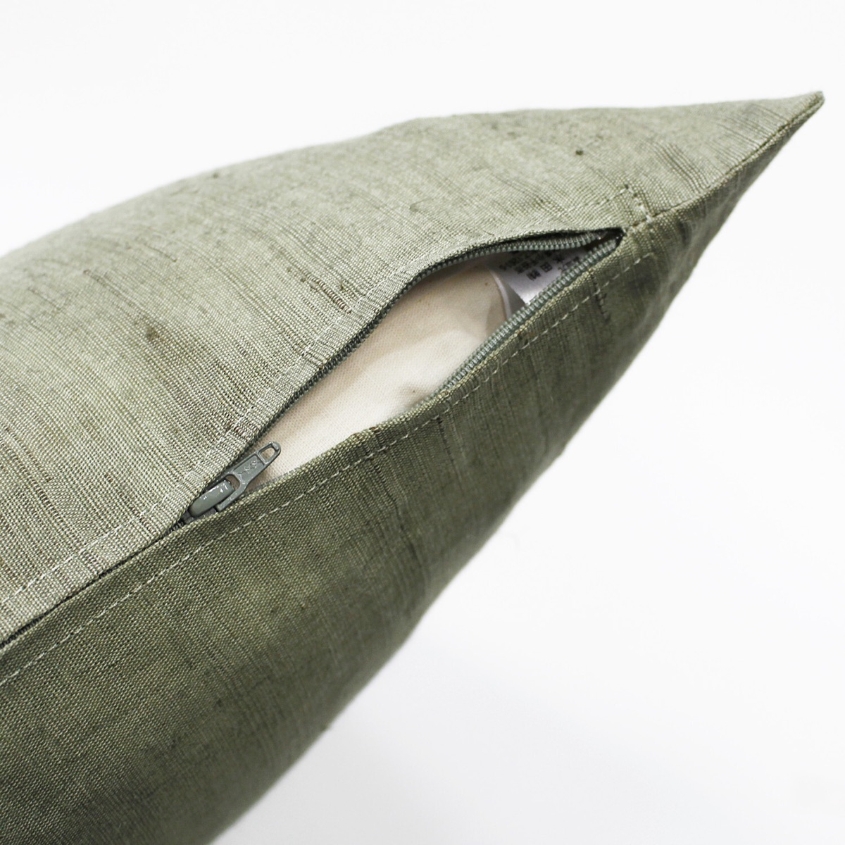 Japanese Linen Zabuton Floor Cushion Cover, Plain Grey-Green, 21.7 x 23.2 in, Iono Weave, Made in Japan — view 5