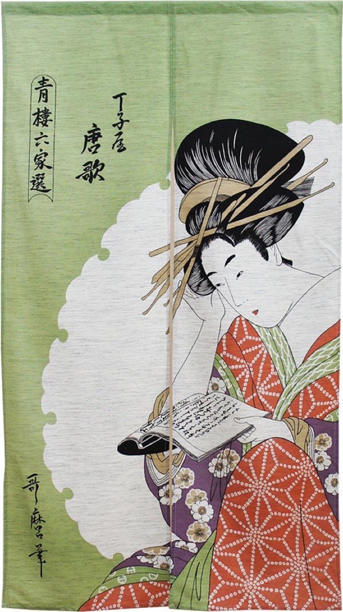 Japanese Noren Door Curtain, Classical Poem, 33.5 x 59.1 in, Made in Japan — view 3
