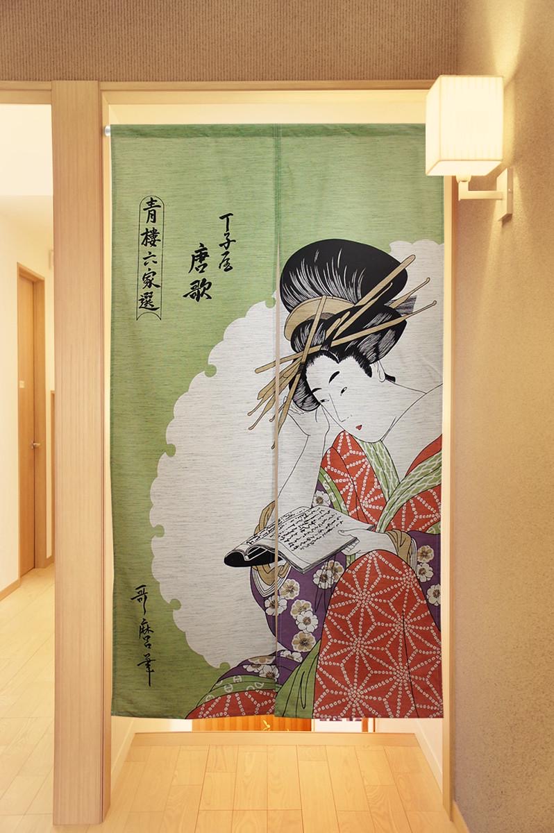 Japanese Noren Door Curtain, Classical Poem, 33.5 x 59.1 in, Made in Japan — view 7