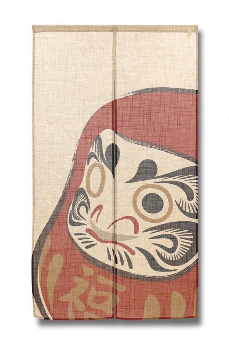 Japanese Noren Door Curtain, Daruma Brushstroke, 33.5 x 59.1 in, Made in Japan — view 2