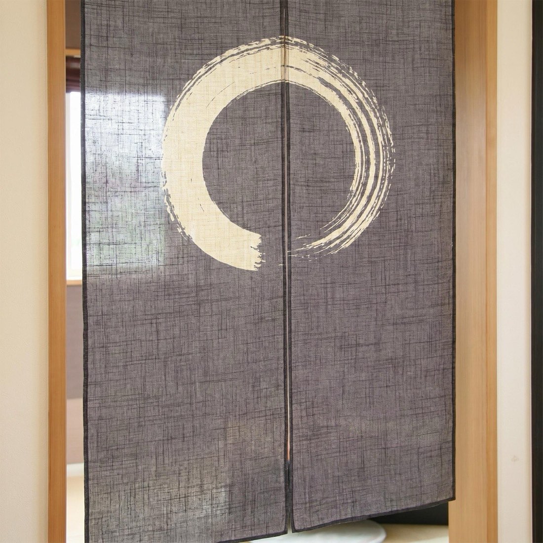 Japanese Noren Door Curtain, Enso Circle, 33.5 x 59.1 in, Made in Japan — view 7