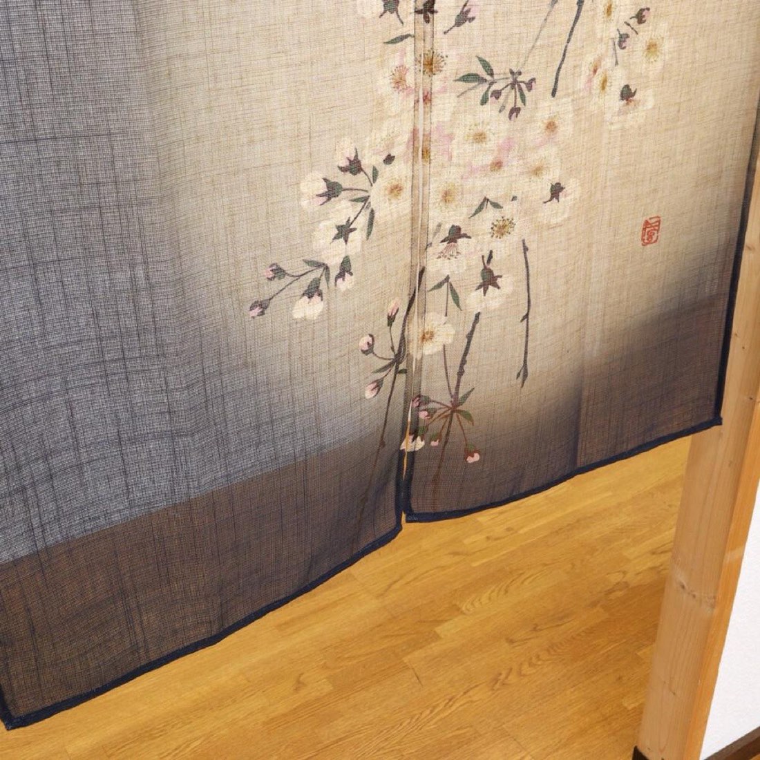 Japanese Noren Door Curtain, Evening Sakura, 33.5 x 35.4 in, Made in Japan — view 5