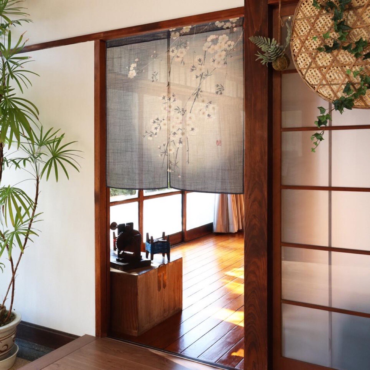 Japanese Noren Door Curtain, Evening Sakura, 33.5 x 35.4 in, Made in Japan — view 8
