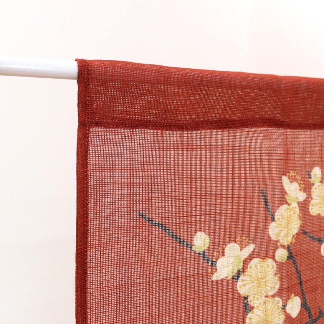 Japanese Noren Door Curtain, Flowing Water White Plum Print, 33.5 x 35.4 in — view 7