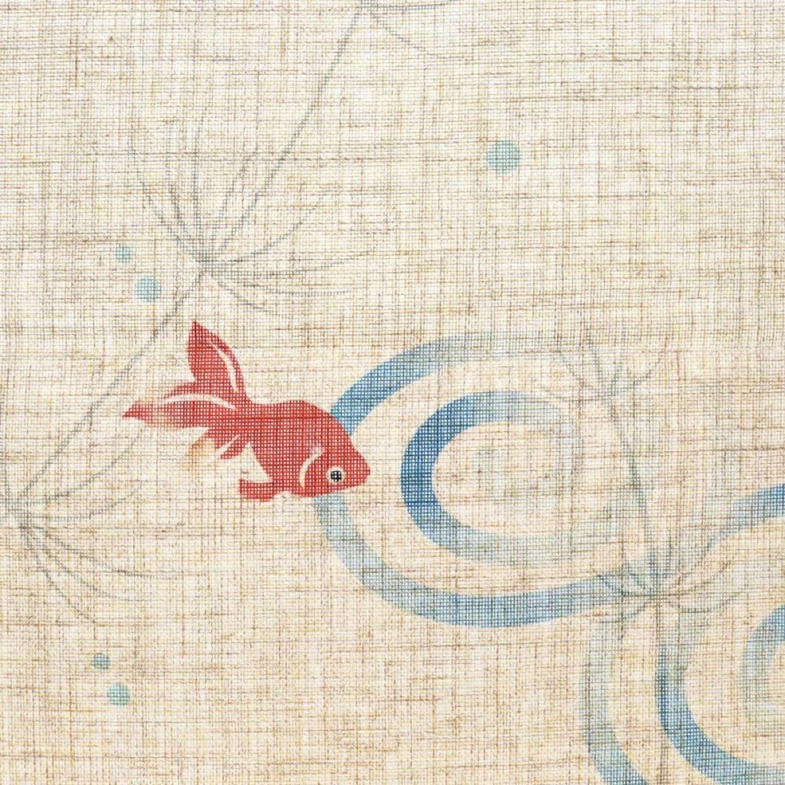 Japanese Noren Door Curtain, Goldfish and Ripple, 33.5 x 59.1 in, Made in Japan — view 5