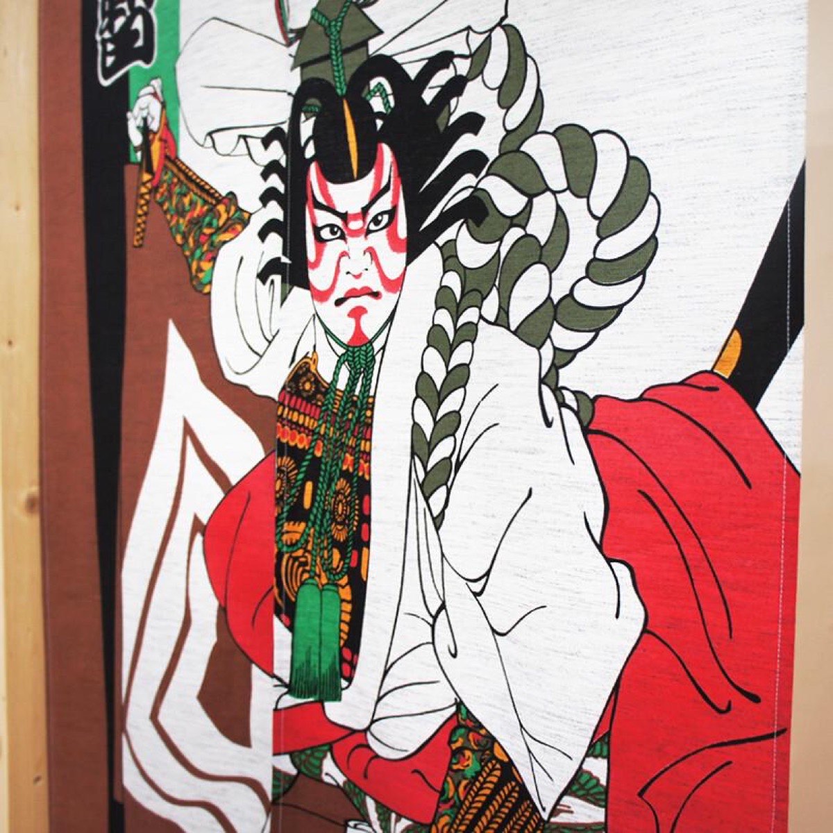 Japanese Noren Door Curtain, Kabuki Figure, 33.5 x 59.1 in, Made in Japan — view 6