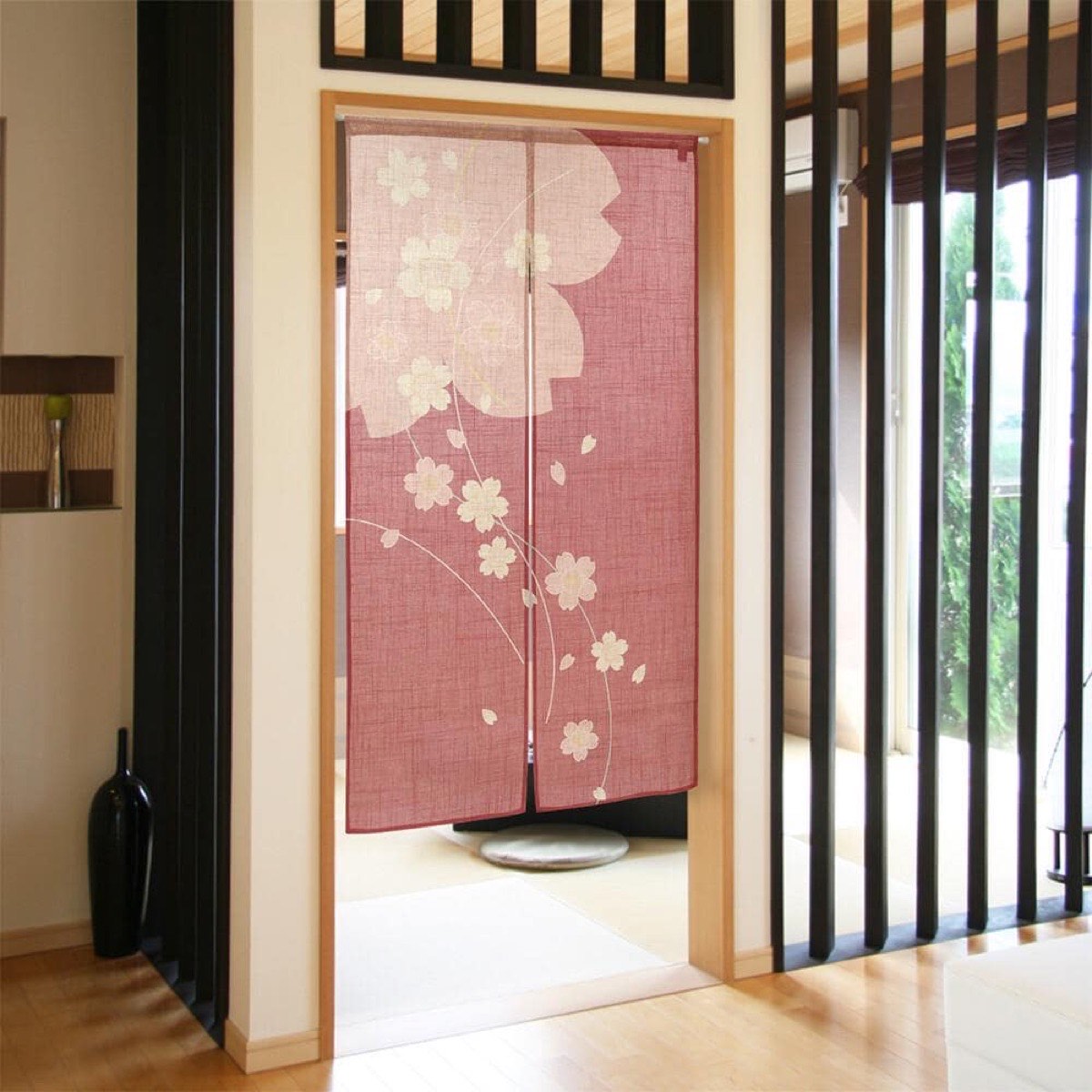 Japanese Noren Door Curtain, Line Sakura, 33.5 x 59.1 in, Made in Japan — view 8