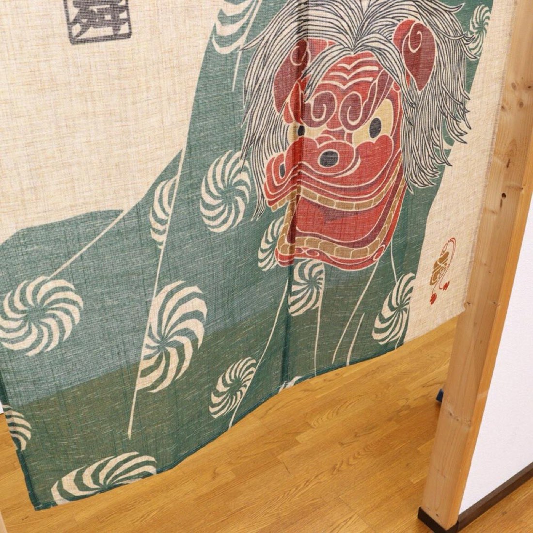 Japanese Noren Door Curtain, Lion Dance, 33.5 x 35.4 in, Made in Japan — view 6