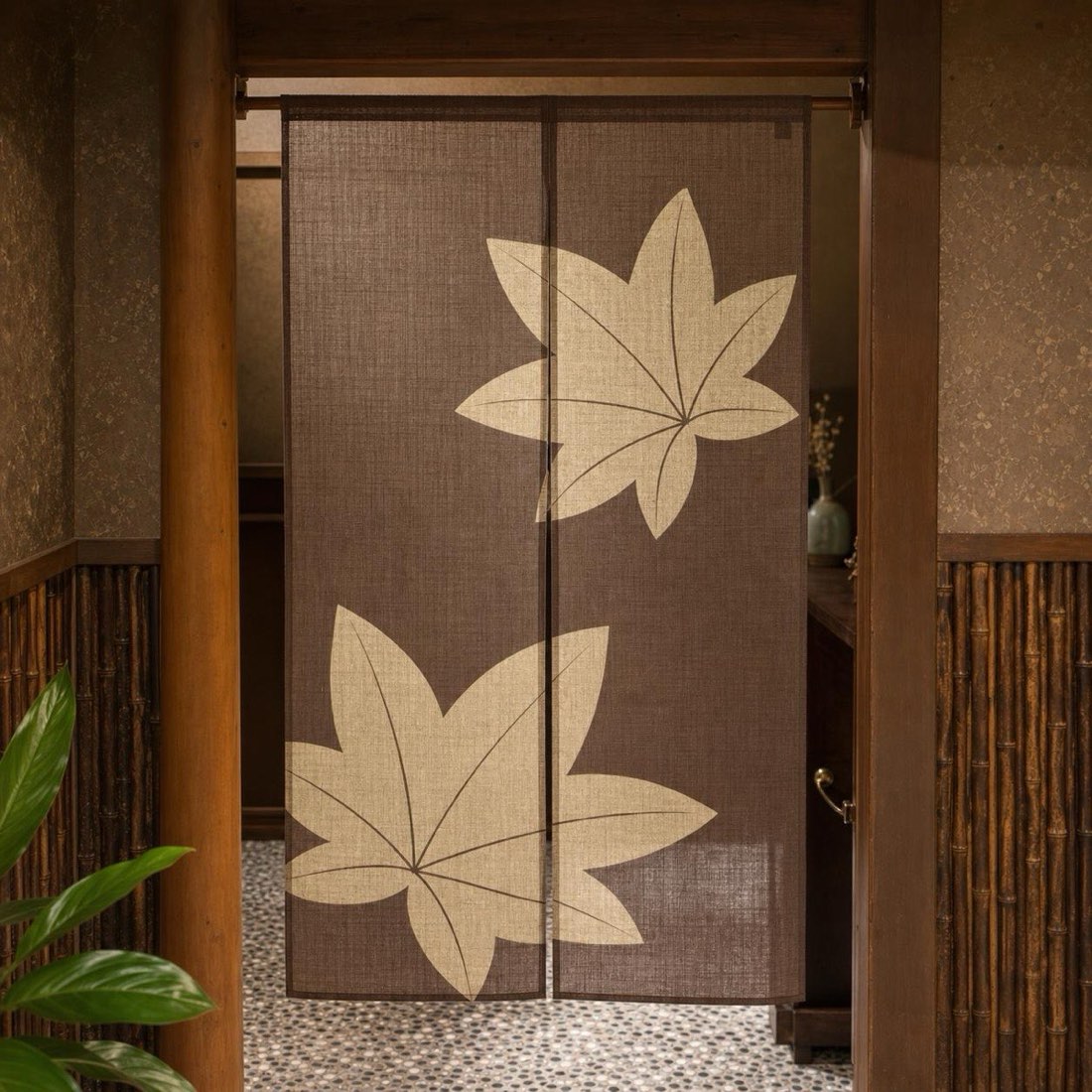 Japanese Noren Door Curtain, Maple Leaves, 33.5 x 59.1 in, Made in Japan — view 10