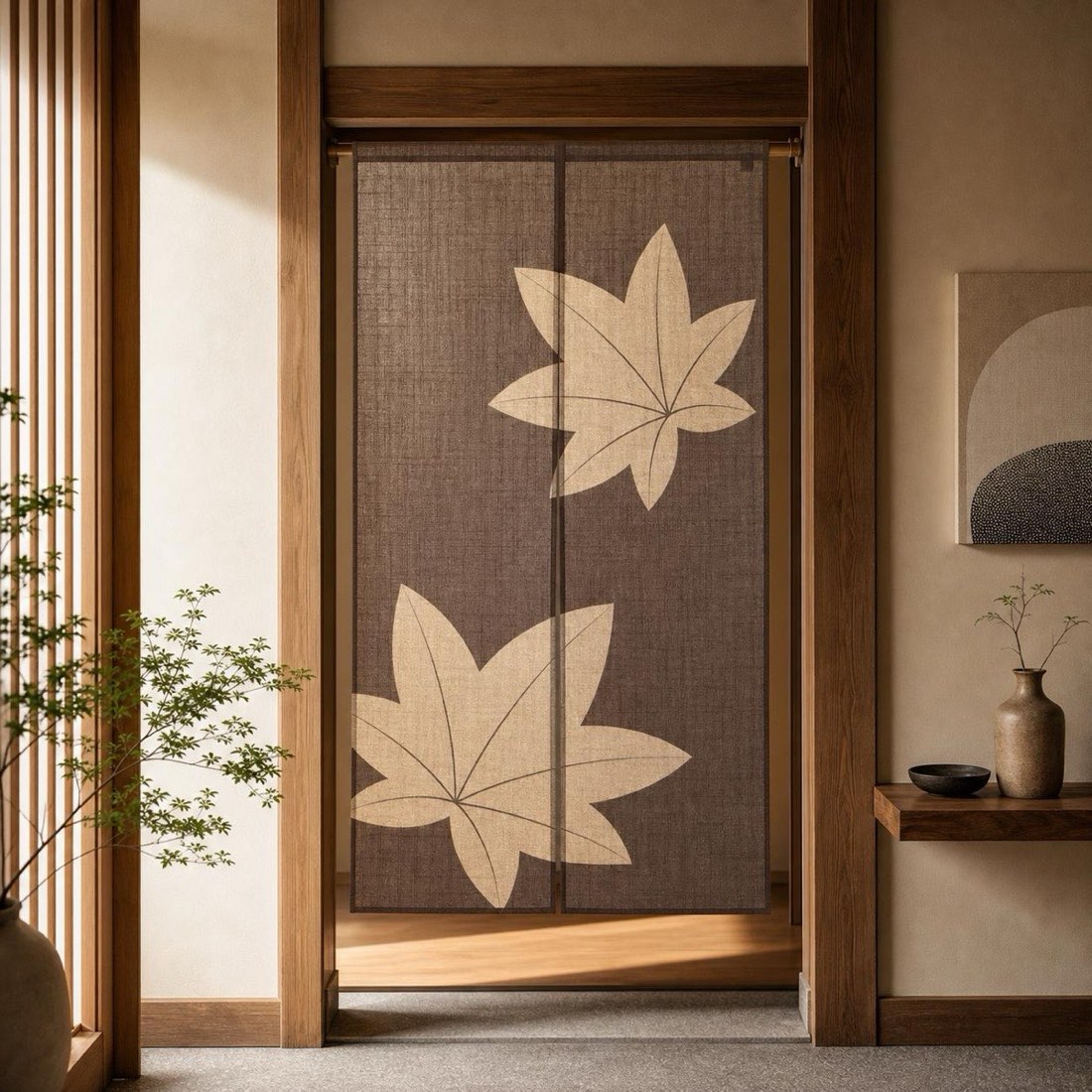 Japanese Noren Door Curtain, Maple Leaves, 33.5 x 59.1 in, Made in Japan — view 8