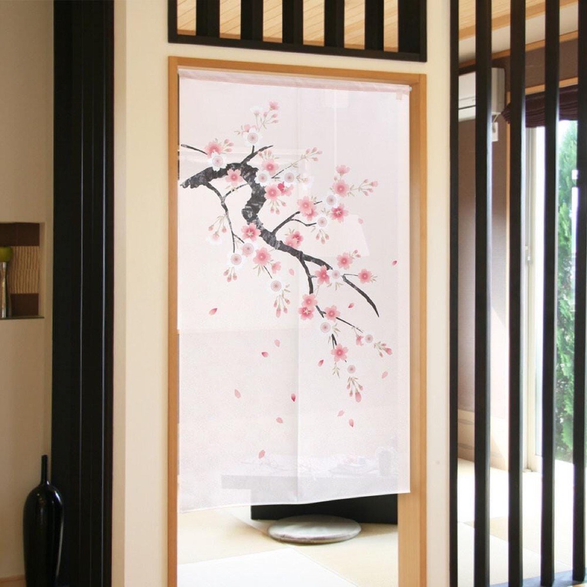 Japanese Noren Door Curtain, Pale Sakura, 33.5 x 59.1 in, Made in Japan — view 9