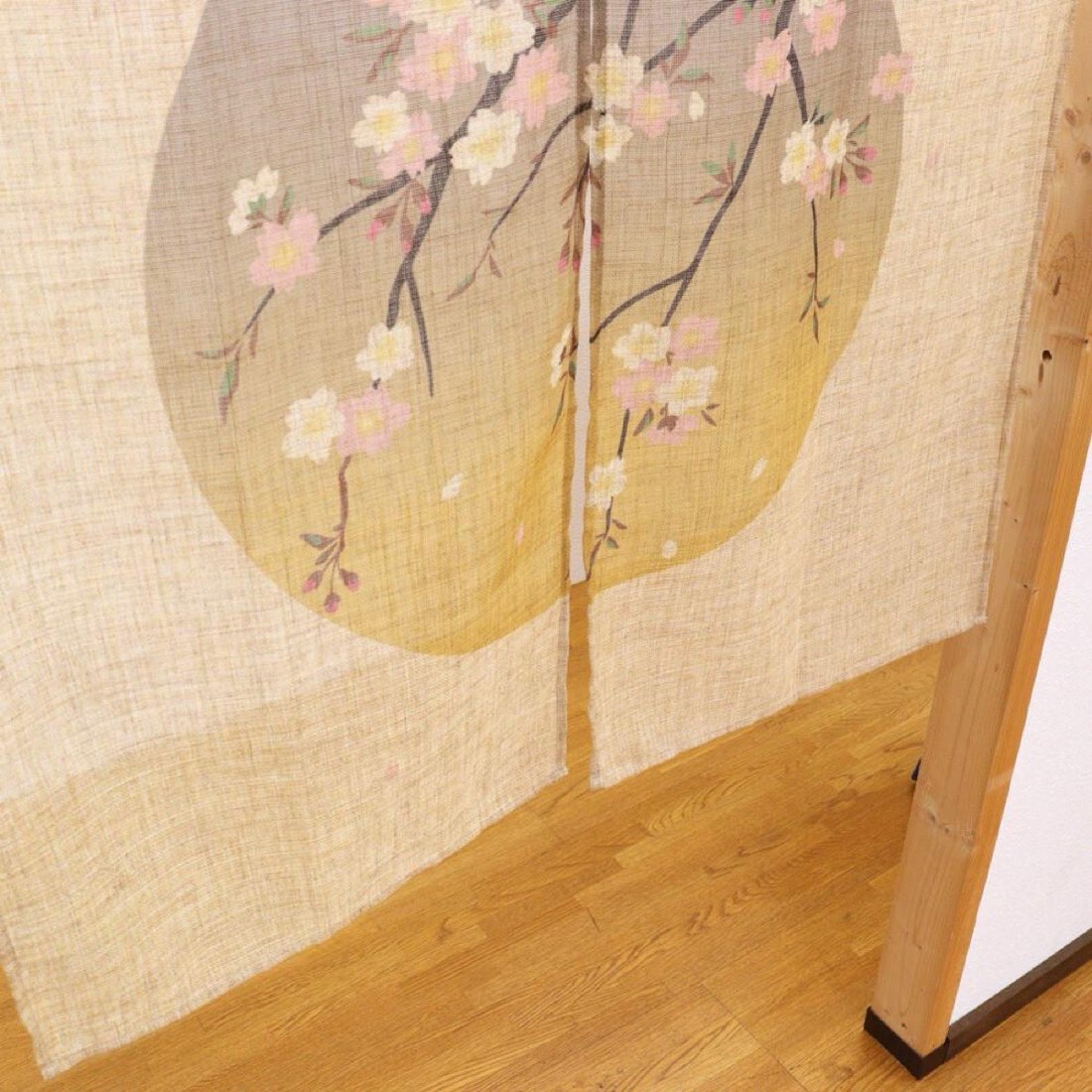 Japanese Noren Door Curtain, Round Window Sakura, 33.5 x 35.4 in, Made in Japan — view 7
