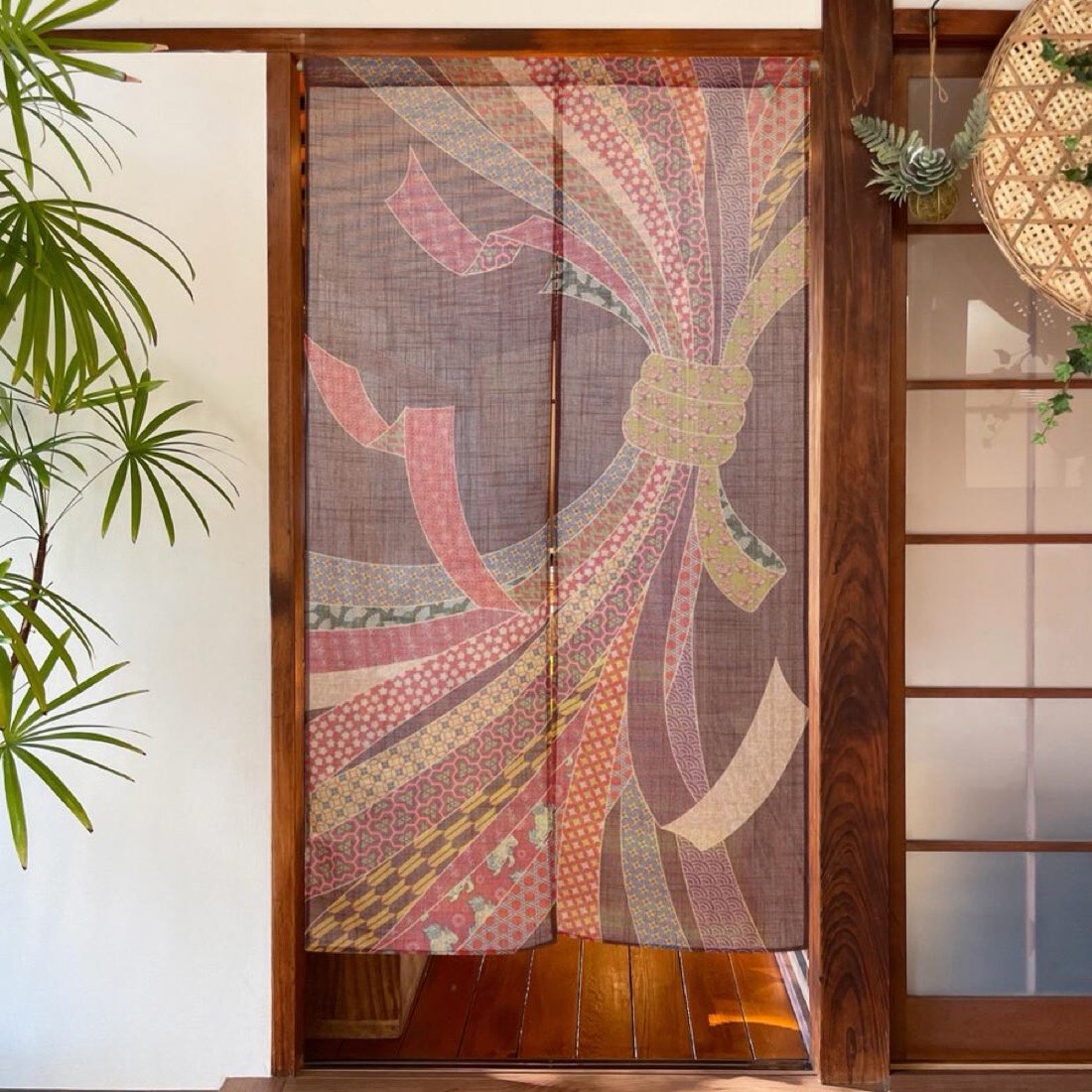 Japanese Noren Door Curtain, Tied Noshi, 33.5 x 59.1 in, Made in Japan — view 2