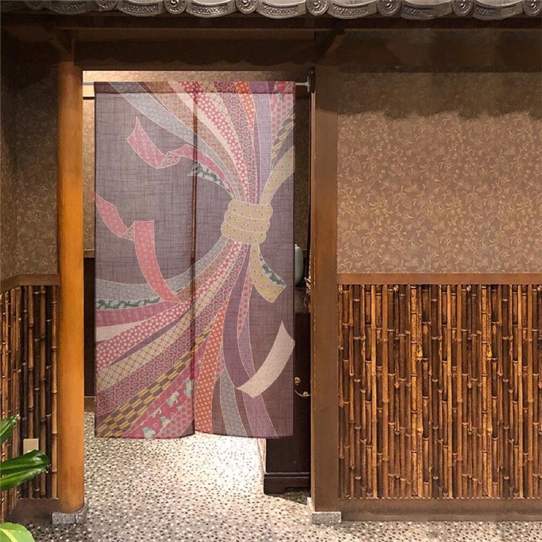 Japanese Noren Door Curtain, Tied Noshi, 33.5 x 59.1 in, Made in Japan — view 8