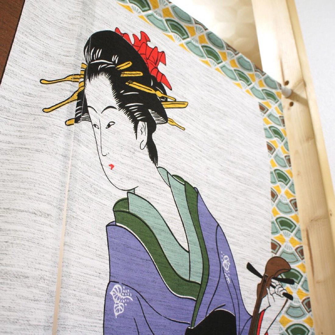 Japanese Noren Door Curtain, Traditional Music, 33.5 x 59.1 in, Made in Japan — view 3