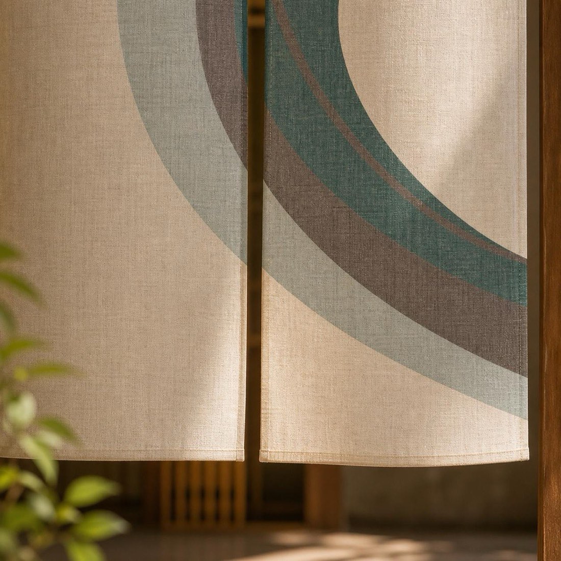 Japanese Noren Door Curtain, Tricolor Arc, 33.5 x 59.1 in, Made in Japan — view 9