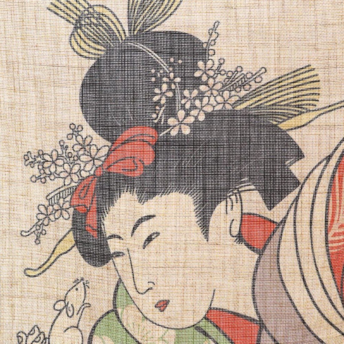 Japanese Noren Door Curtain, Two Beauty Portraits, 33.5 x 35.4 in, Made in Japan — view 5