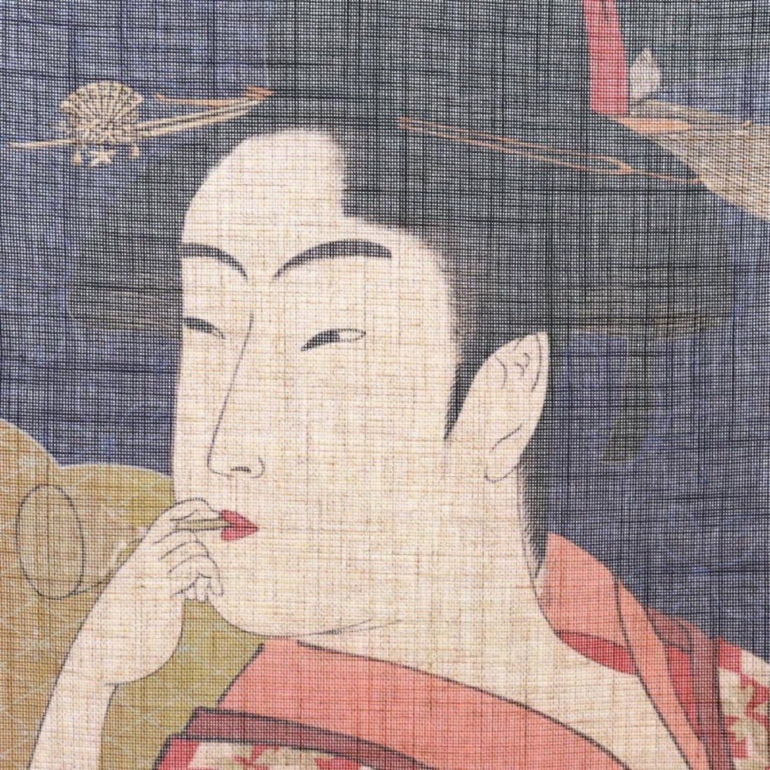Japanese Noren Door Curtain, Ukiyoe Portrait Duo, 33.5 x 59.1 in, Made in Japan — view 5