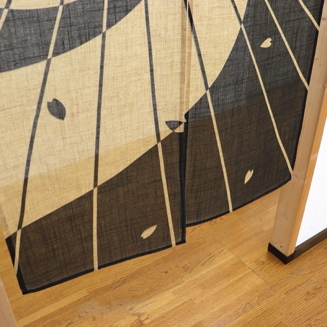 Japanese Noren Door Curtain, Umbrella Petals Print, Linen-like Fabric, Made in Japan — view 7