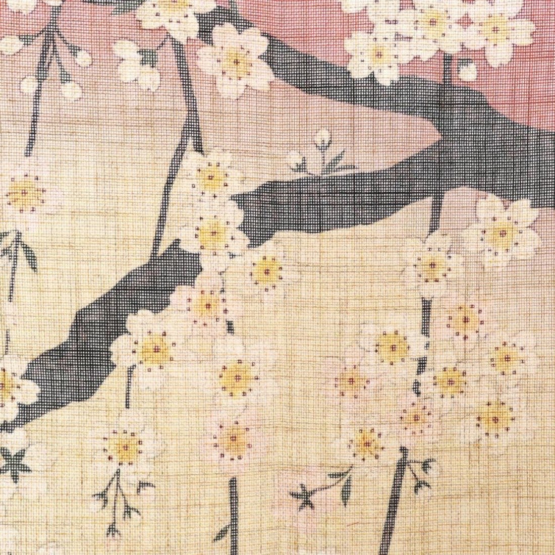 Japanese Noren Door Curtain, Weeping Cherry Moon Print, 33.5 x 35.4 in — view 5