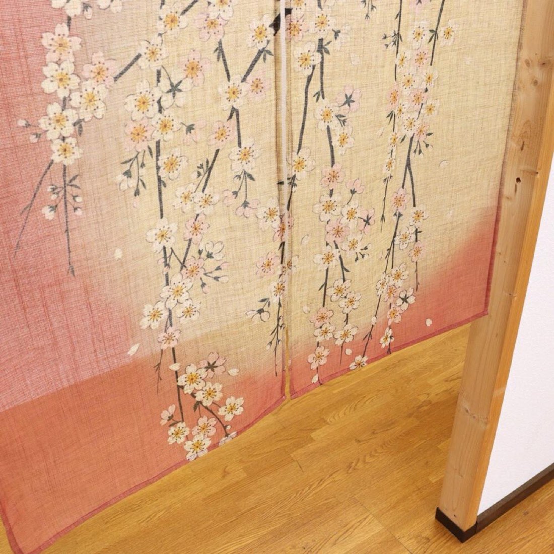 Japanese Noren Door Curtain, Weeping Cherry Moon Print, 33.5 x 35.4 in — view 6