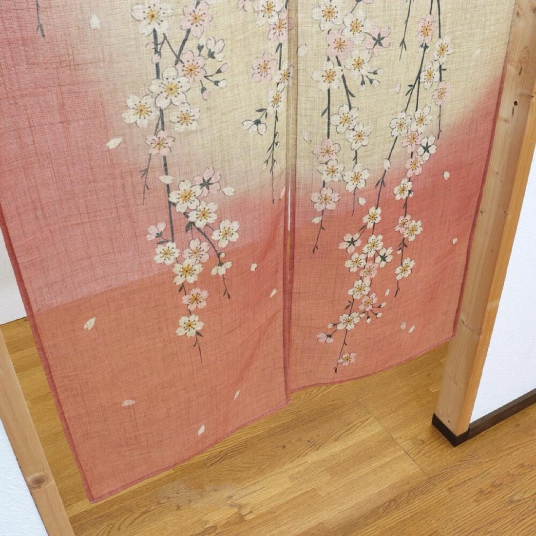 Japanese Noren Door Curtain, Weeping Cherry Moon Print, 33.5 x 59.1 in — view 6