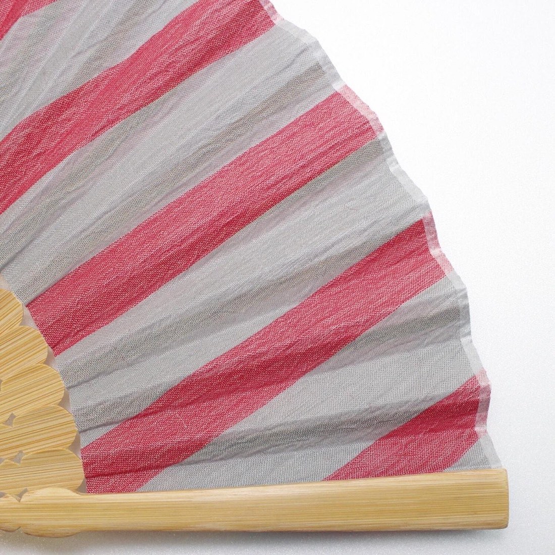 Japanese Sensu Folding Fan, Linen Bamboo Frame, Akane Snow Stripe, Made in Japan — view 4