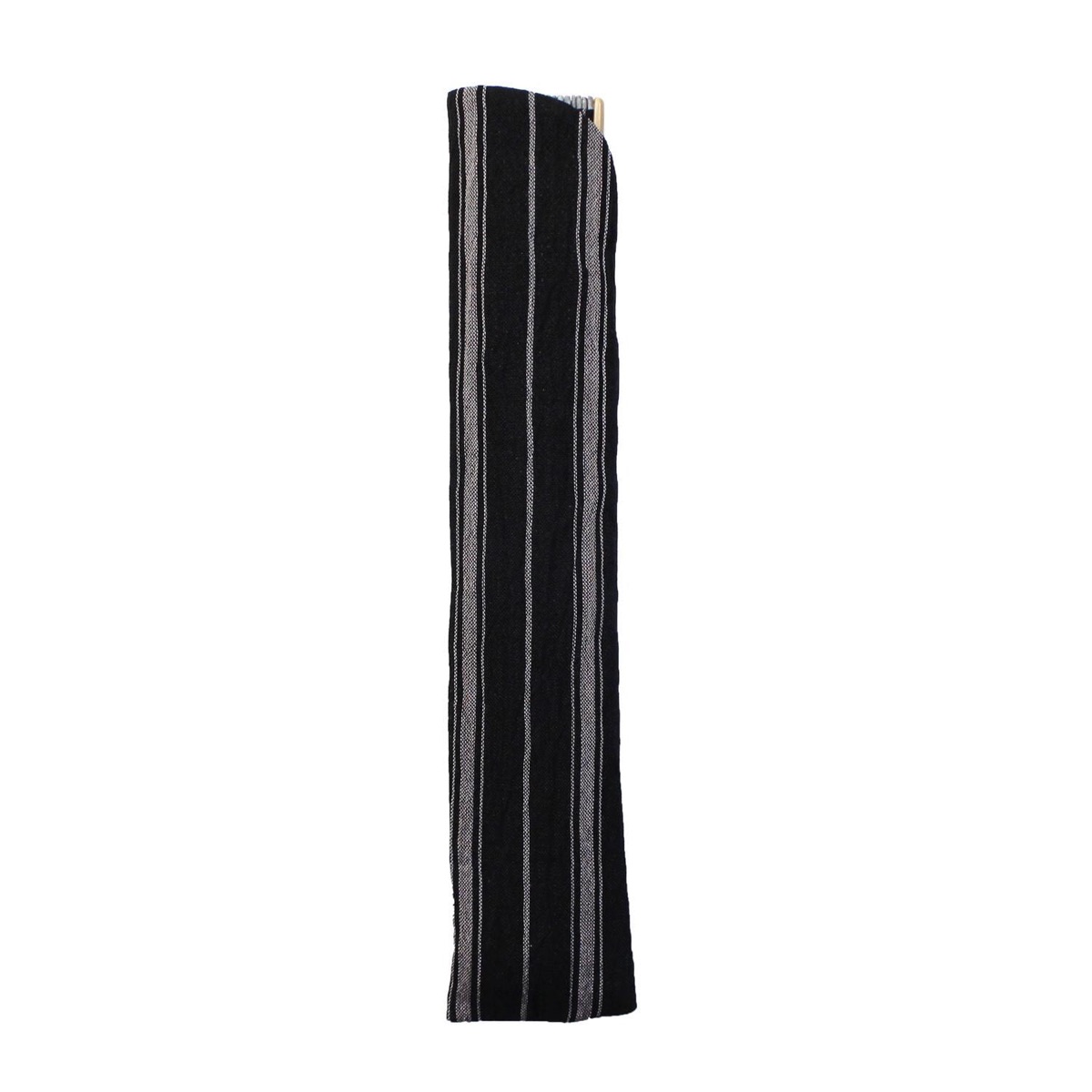 Japanese Sensu Folding Fan, Ojiya Chijimi Linen, Bamboo Frame, Black Stripe — view 7