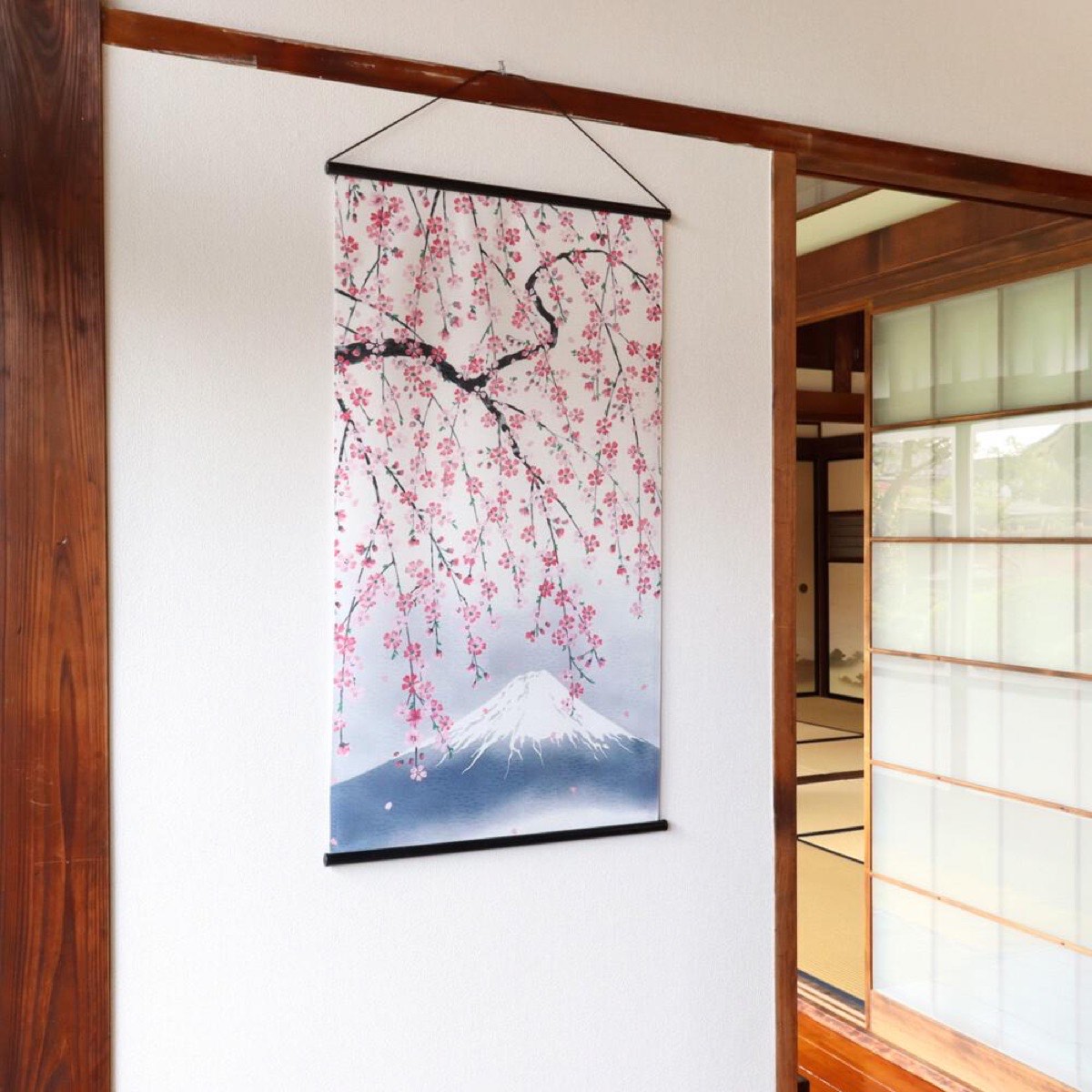Japanese Tapestry Wall Hanging, Weeping Sakura, Mount Fuji, 18.1 x 32.3 in — view 9