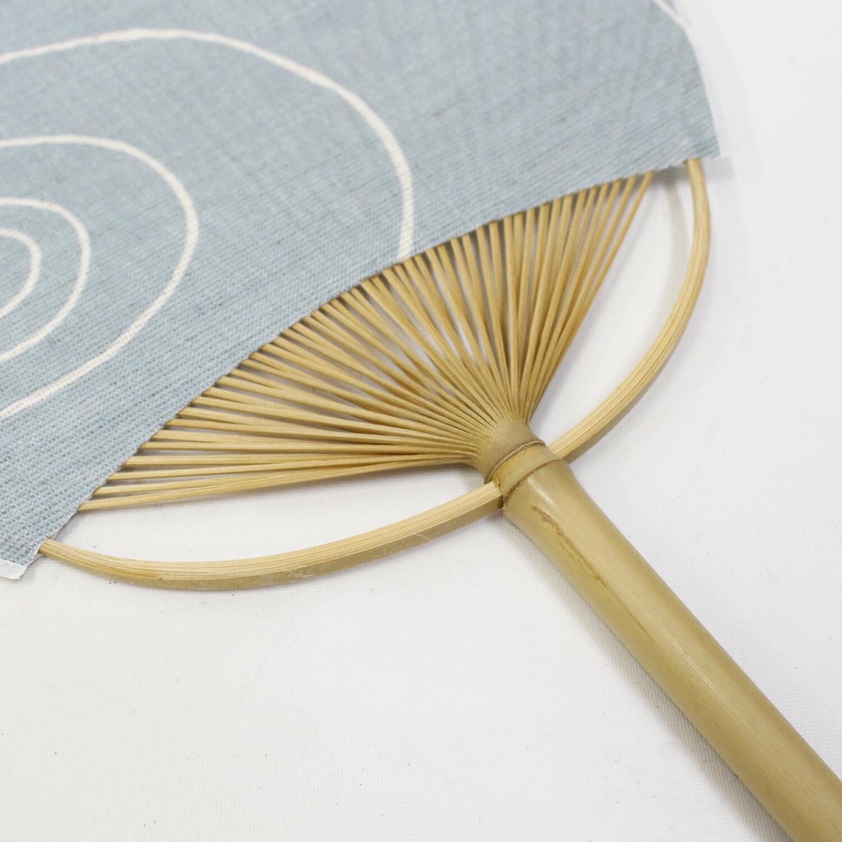 Japanese Uchiwa Hand Fan, Linen Dragonfly Motif, Bamboo Frame, Made in Japan — view 9