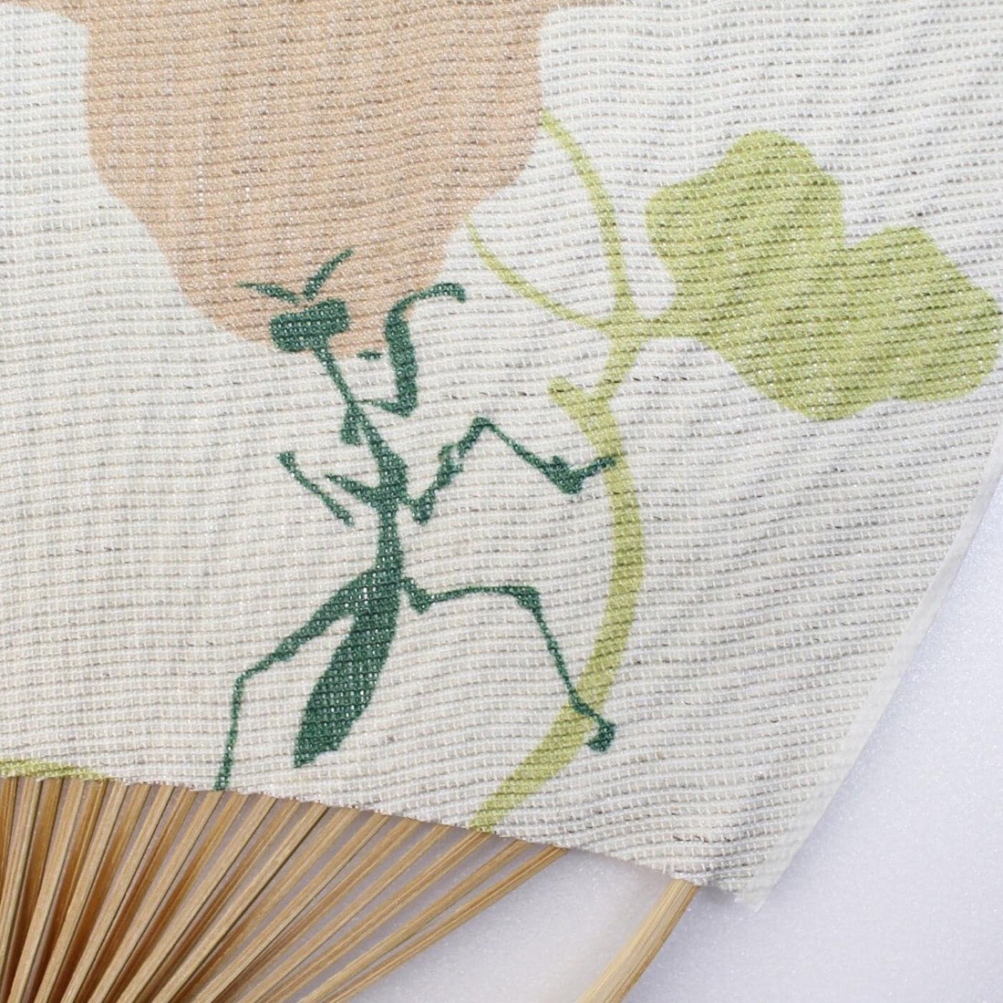 Japanese Uchiwa Hand Fan, Linen Gourd Motif, Bamboo Frame, Made in Japan — view 6