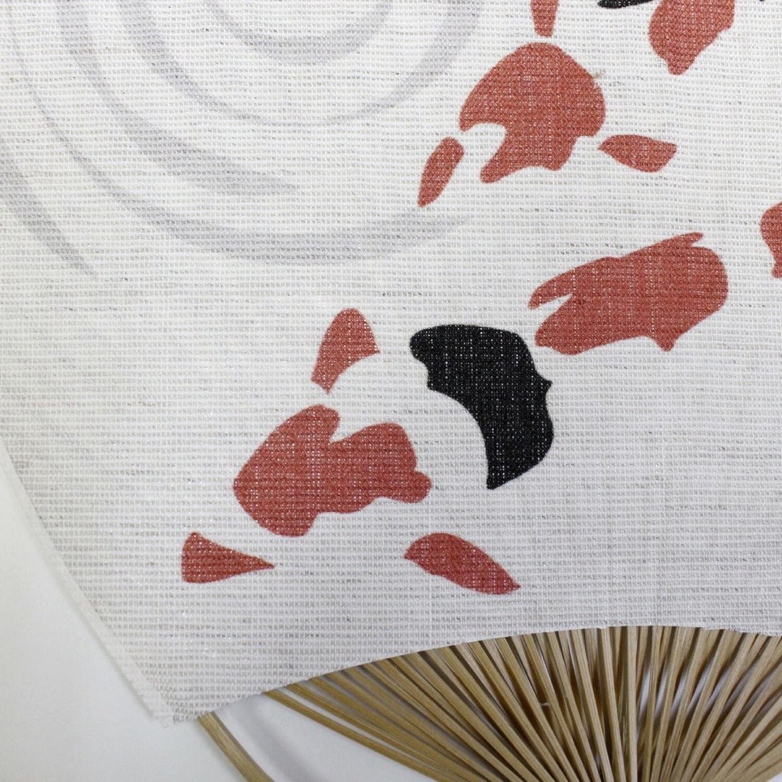 Japanese Uchiwa Hand Fan, Linen Koi Motif, Bamboo Frame, Made in Japan — view 5