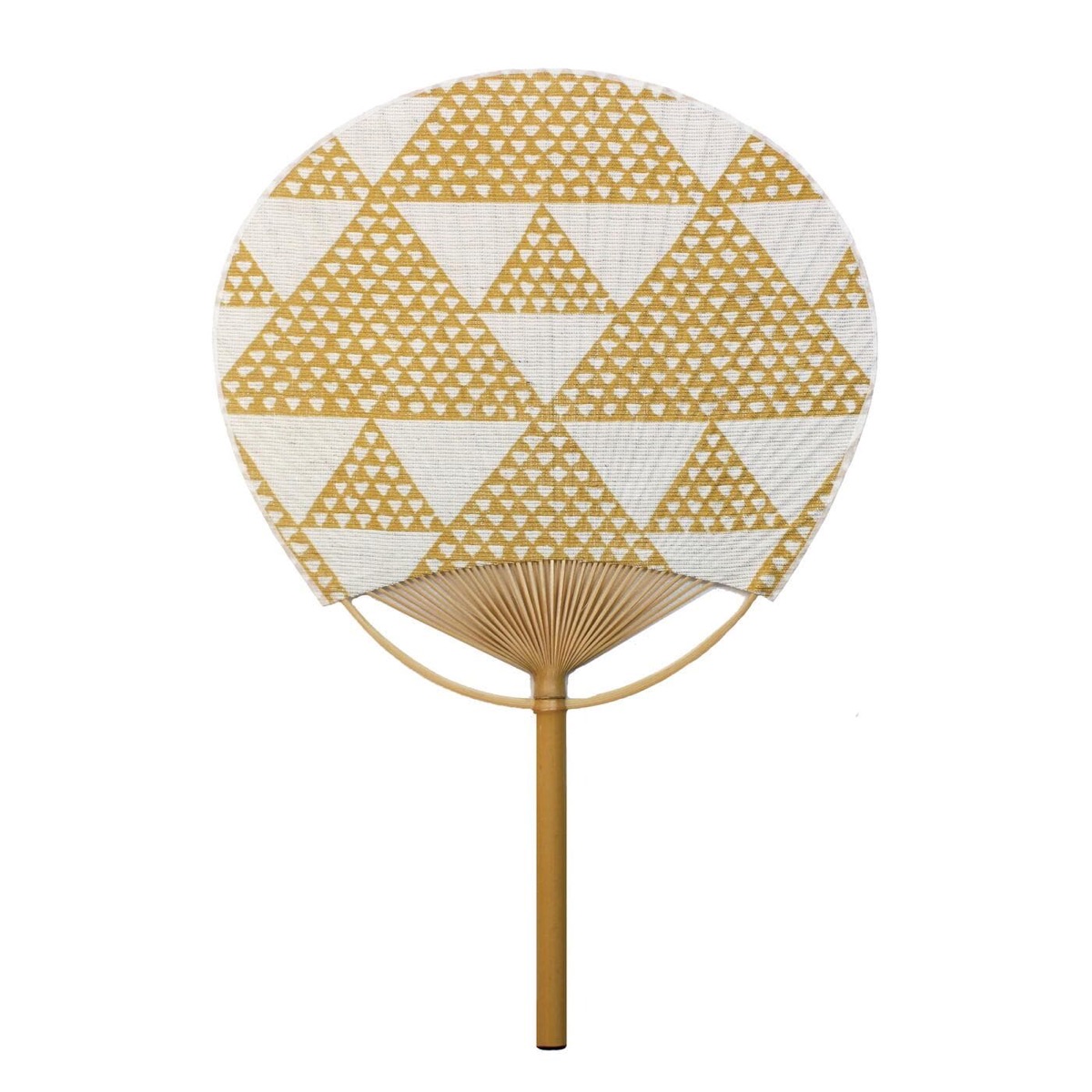 Japanese Uchiwa Hand Fan, Linen Uroko Scale Motif, Bamboo Frame, Made in Japan — view 8