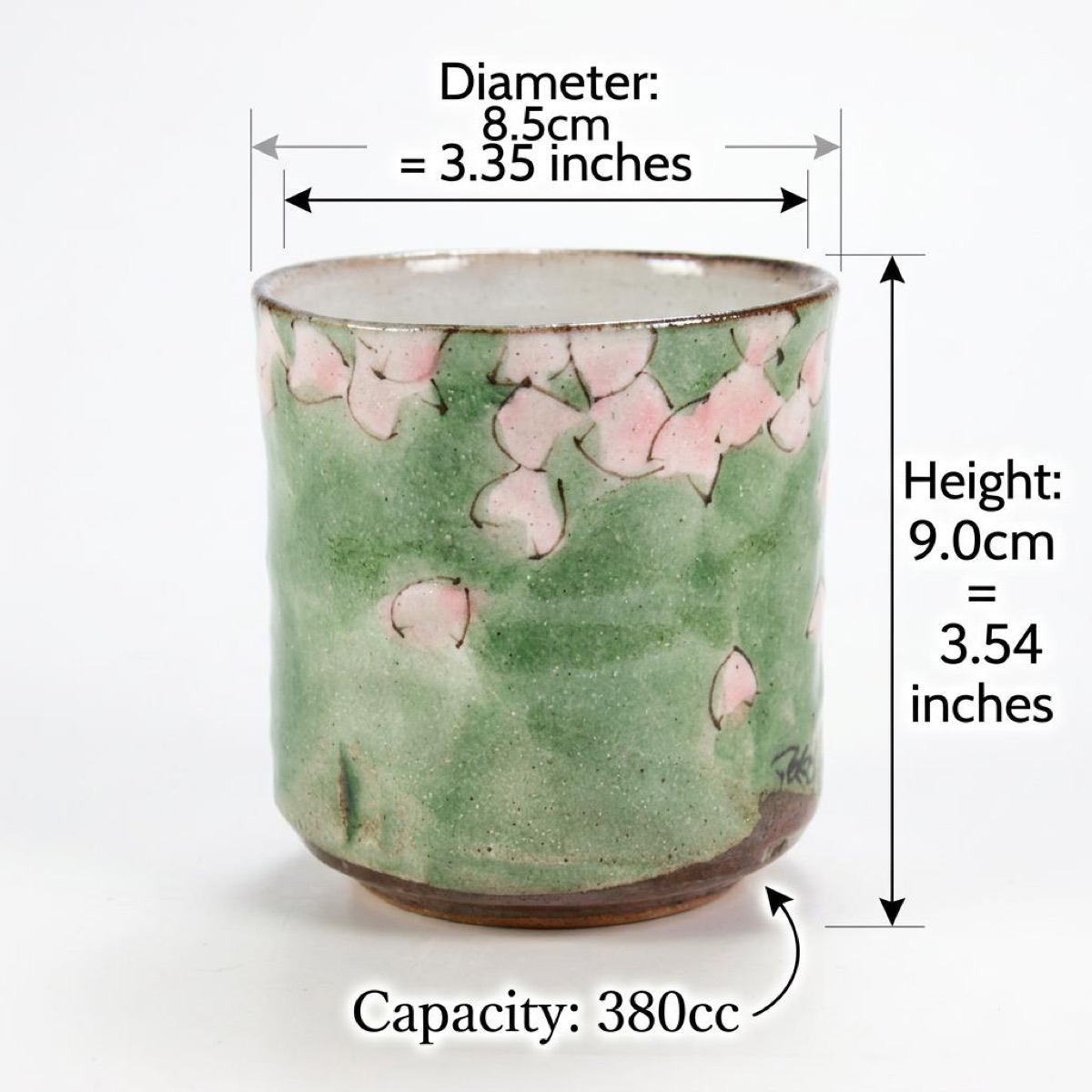 Japanese Tea Cup, Kutani Yunomi Sakura Cherry Blossom — No Handle, Hand-Painted, Gift-Boxed (385ml) — view 3
