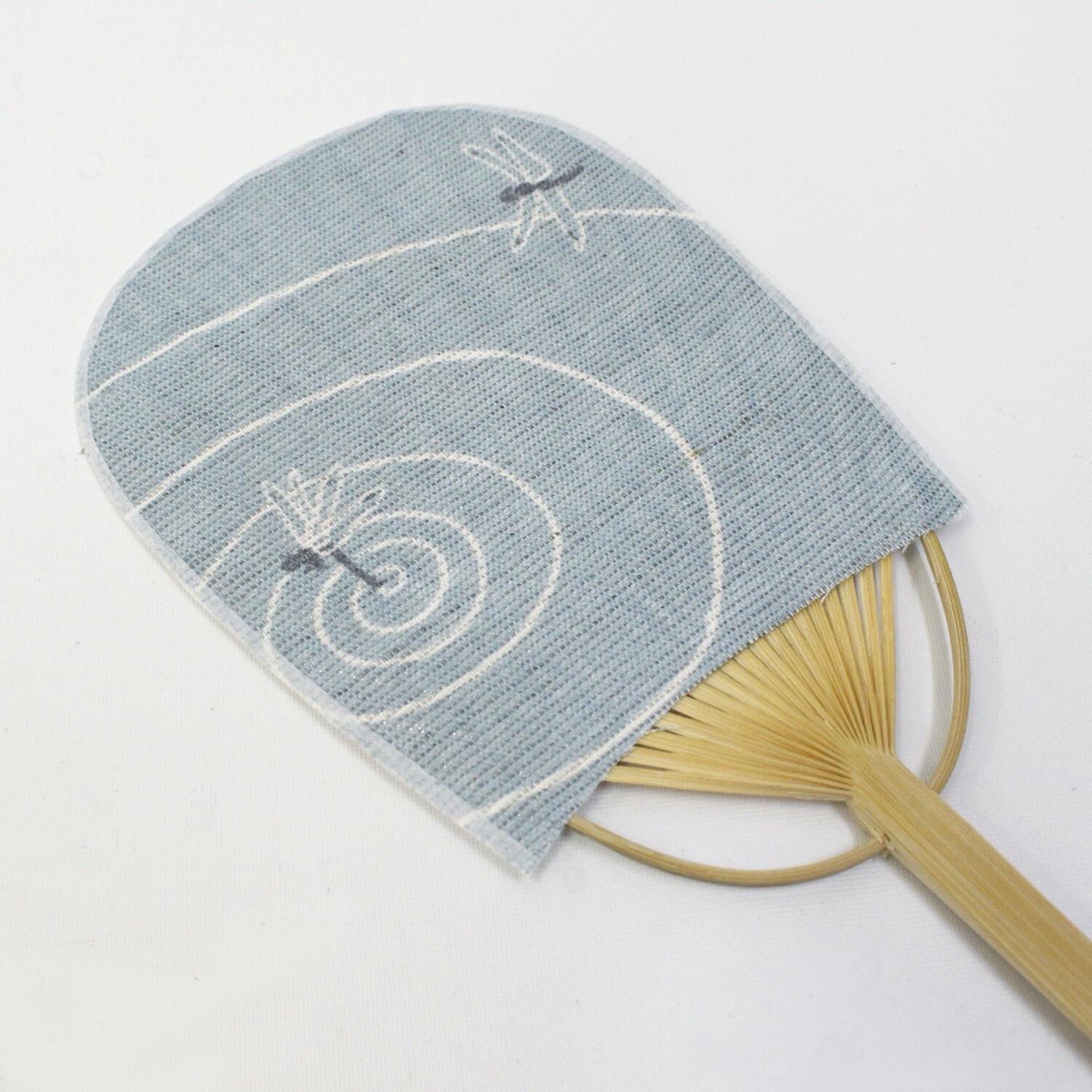 Mini Japanese Uchiwa Fan, Linen Dragonfly Motif, Bamboo Frame, Made in Japan — view 4