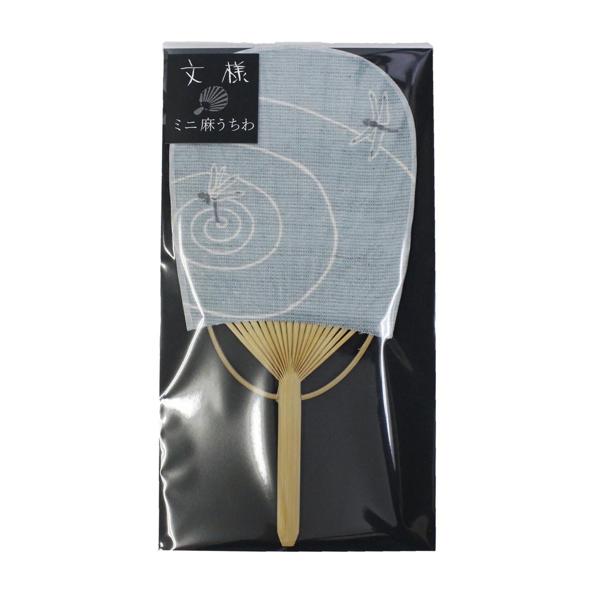 Mini Japanese Uchiwa Fan, Linen Dragonfly Motif, Bamboo Frame, Made in Japan — view 9