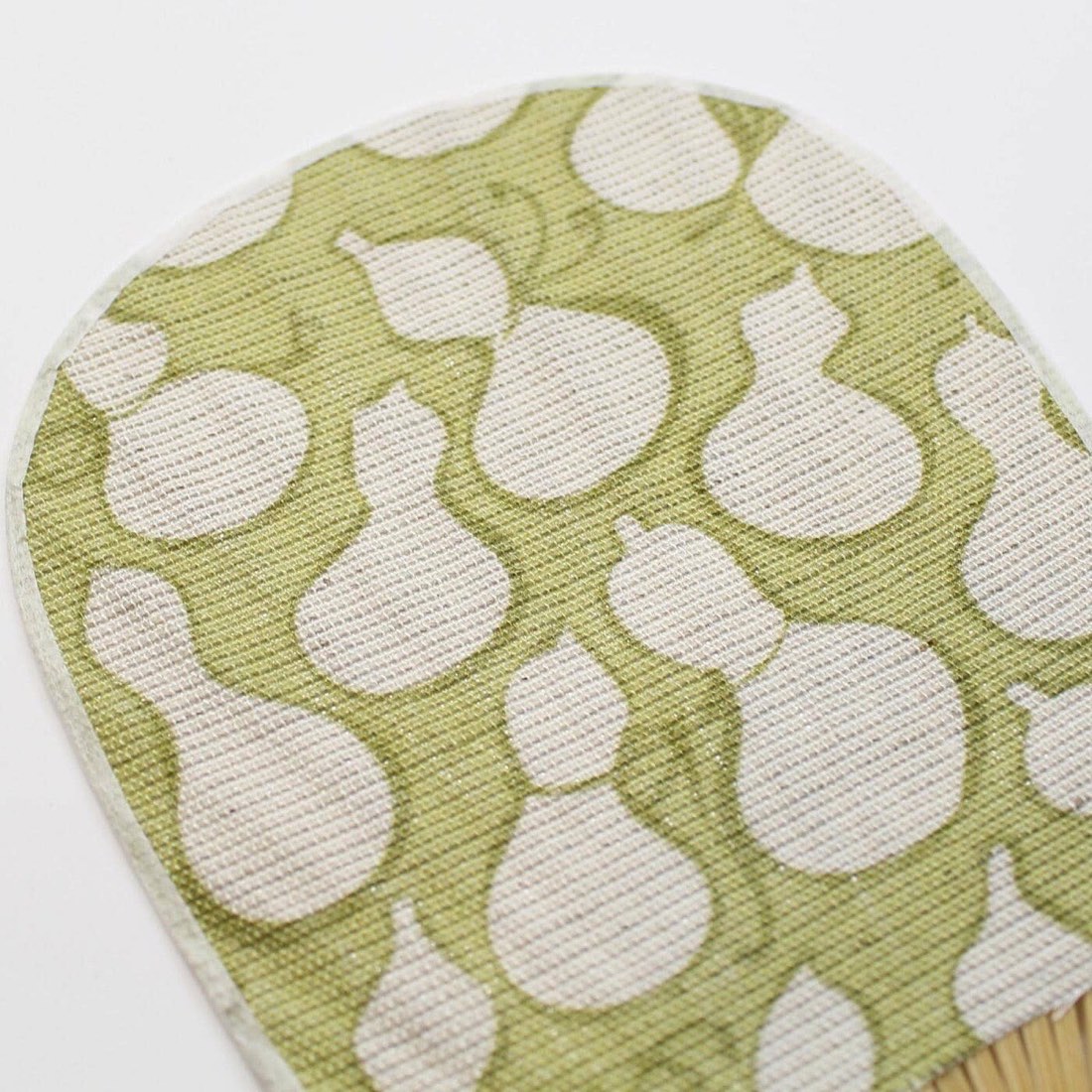 Mini Japanese Uchiwa Fan, Linen Gourd Scatter Motif, Bamboo Frame, Made in Japan — view 5