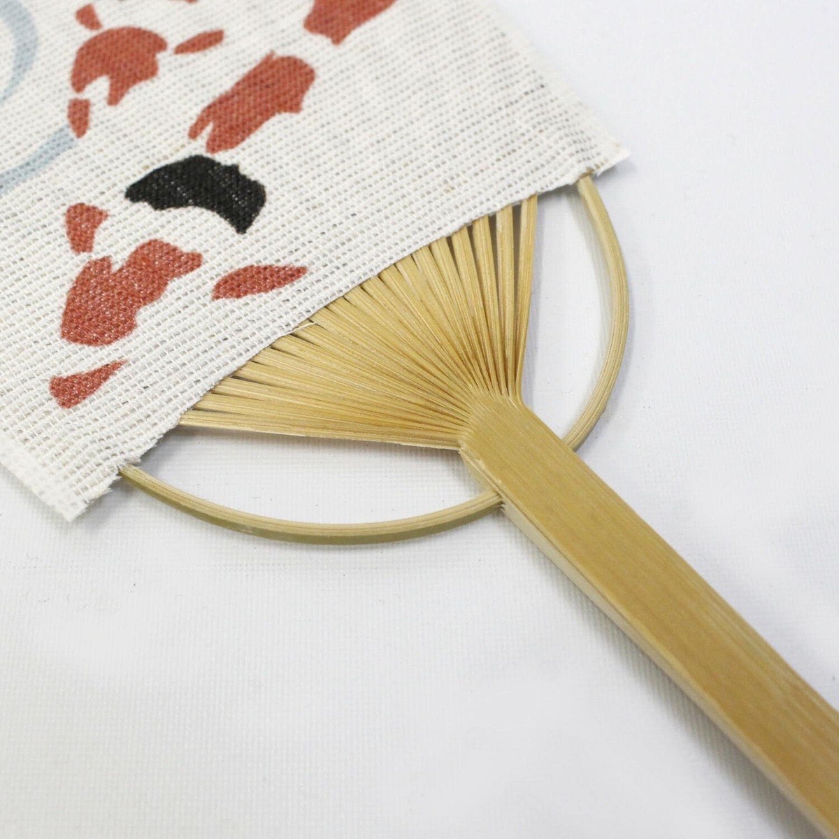 Mini Japanese Uchiwa Fan, Linen Koi Motif, Bamboo Frame, Made in Japan — view 7