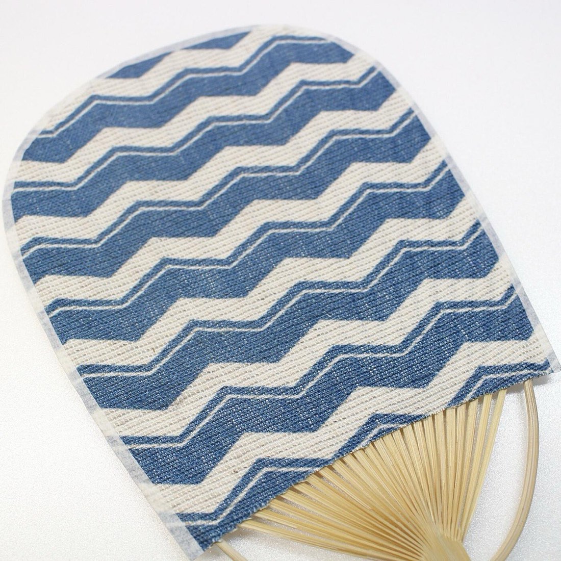 Mini Japanese Uchiwa Fan, Linen Komochi Yamagata Motif, Bamboo Frame, Made in Japan — view 4