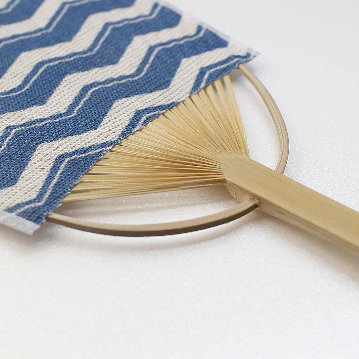 Mini Japanese Uchiwa Fan, Linen Komochi Yamagata Motif, Bamboo Frame, Made in Japan — view 5
