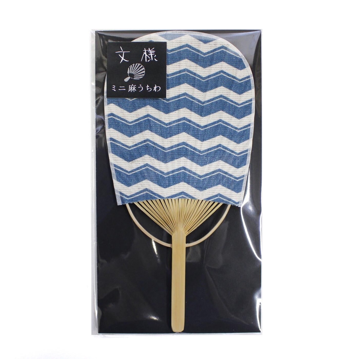 Mini Japanese Uchiwa Fan, Linen Komochi Yamagata Motif, Bamboo Frame, Made in Japan — view 9