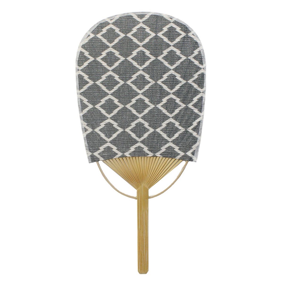 Mini Japanese Uchiwa Fan, Linen Matsukawabishi Diamond Motif, Bamboo Frame, Made in Japan — view 6